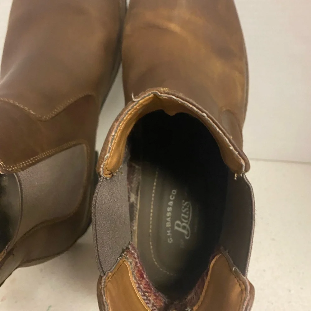 GH Bass Men's Brown Leather Slide On Boots 11.5 Wide